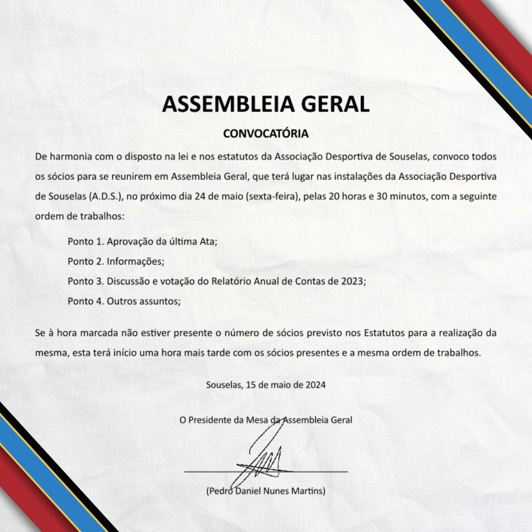 CONVOCATÓRIA – ASSEMBLEIA GERAL – 25/MAI